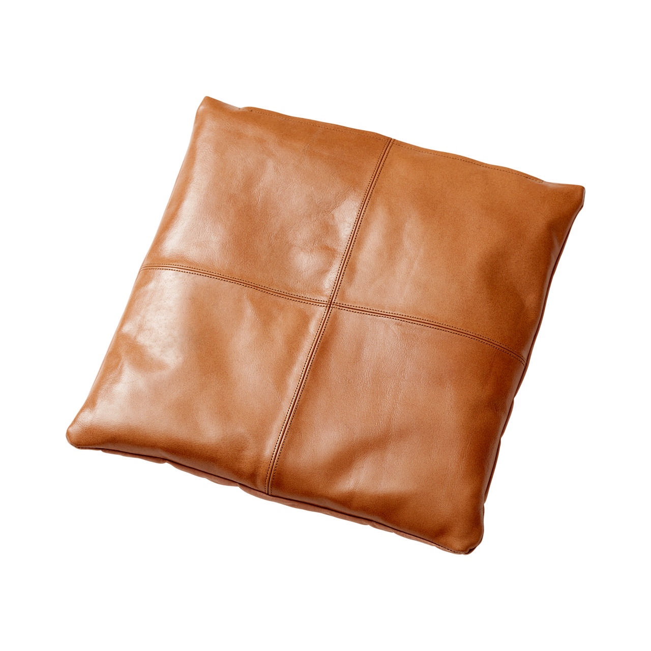 Noble siddepude i læder - lysebrun